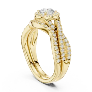 Luminary Round Brilliant Pavé-Set Twisted Solitaire Ring - Image 3