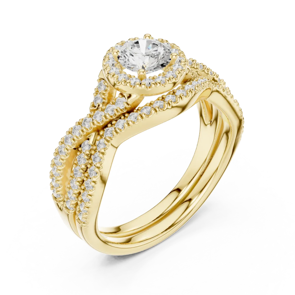 Discover the radiant beauty of our twisted solitaire ring, featuring brilliant DIAMEUR diamonds and artisan craftsmanship. Shop this modern icon now.
