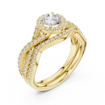 Luminary Round Brilliant Pavé-Set Twisted Solitaire Ring