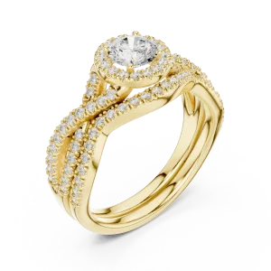 Luminary Round Brilliant Pavé-Set Twisted Solitaire Ring