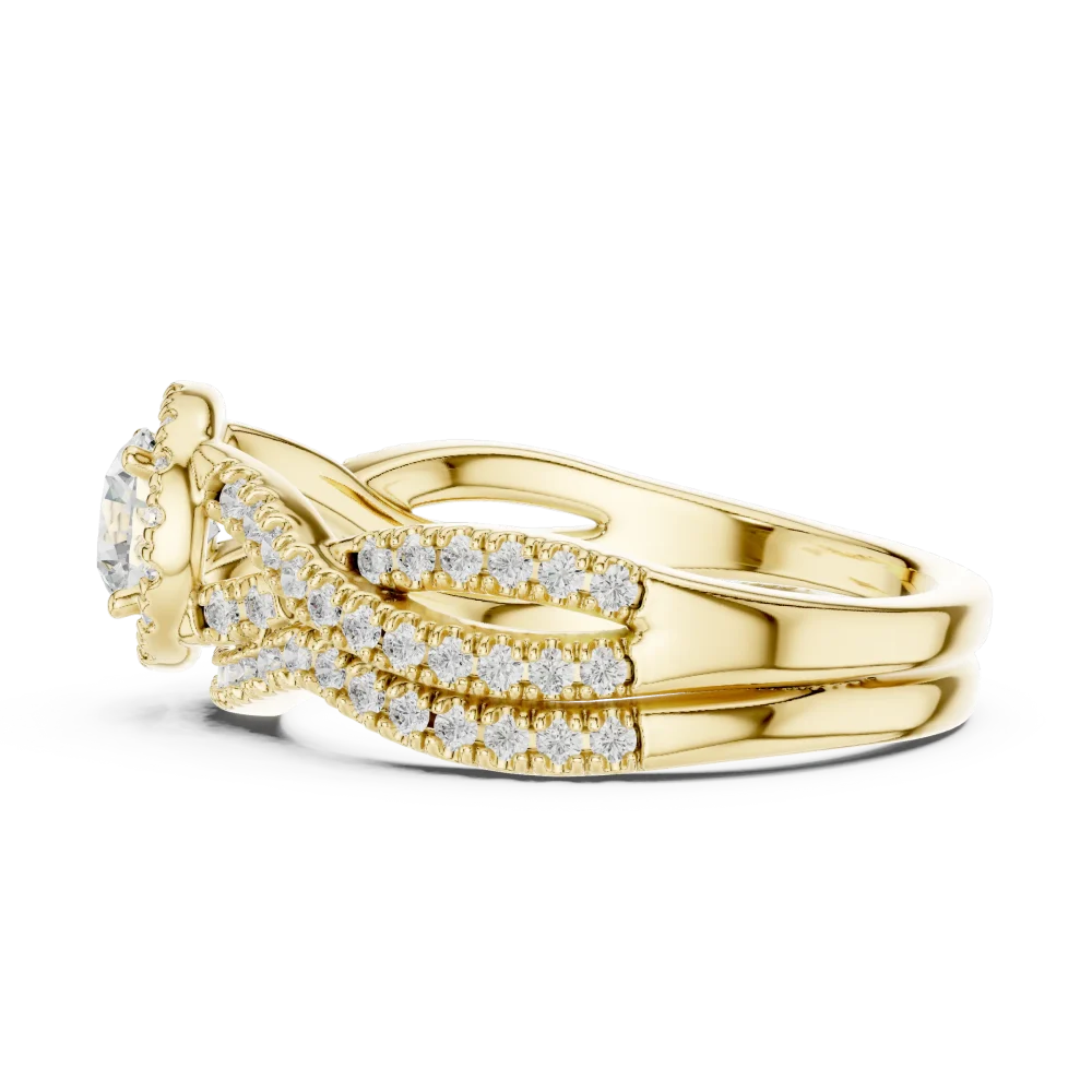 Luminary Round Brilliant Pavé-Set Twisted Solitaire Ring - Image 4