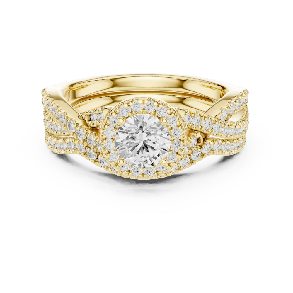 Luminary Round Brilliant Pavé-Set Twisted Solitaire Ring - Image 2