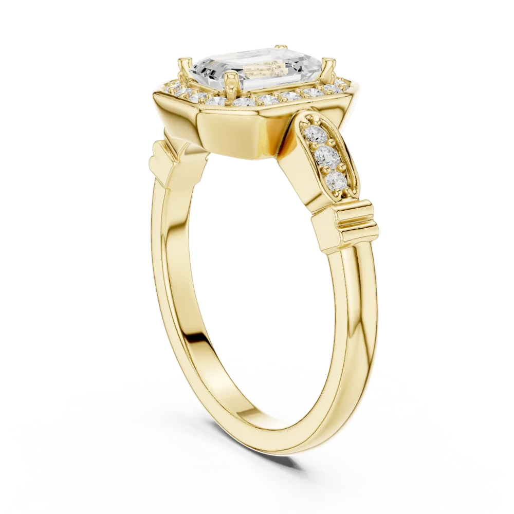 Luminary Emerald Geometric Frame Solitaire Ring - Image 3