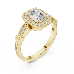 Luminary Emerald Geometric Frame Solitaire Ring