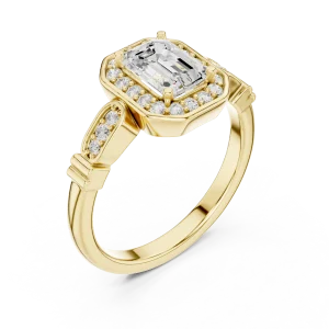Luminary Emerald Geometric Frame Solitaire Ring