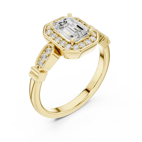 Luminary Emerald Geometric Frame Solitaire Ring