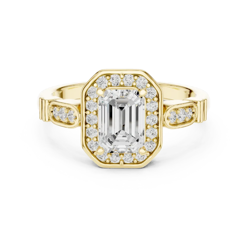 Luminary Emerald Geometric Frame Solitaire Ring - Image 2