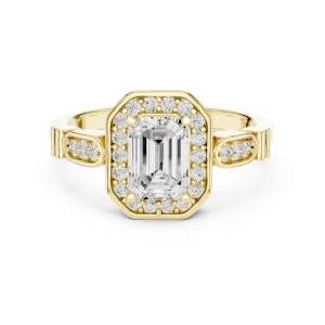 Luminary Emerald Geometric Frame Solitaire Ring - Image 2