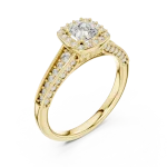Luminary Emerald Cut Halo Pavé-Set Solitaire Ring