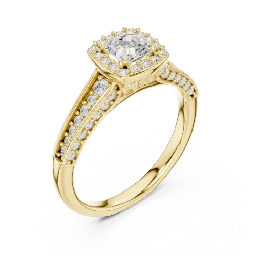 Luminary Emerald Cut Halo Pavé-Set Solitaire Ring