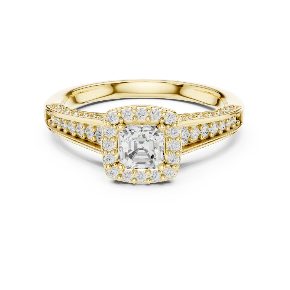 Luminary Emerald Cut Halo Pavé-Set Solitaire Ring - Image 2