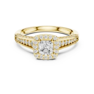 Luminary Emerald Cut Halo Pavé-Set Solitaire Ring - Image 2