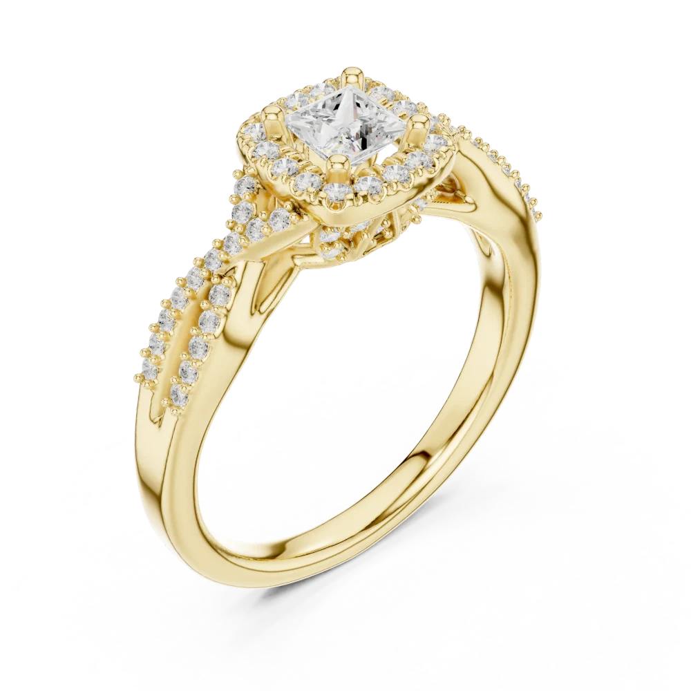 Discover the brilliance of our princess-cut halo engagement ring. Featuring radiant DIAMEUR lab-grown diamonds, shop this modern luxury design today.