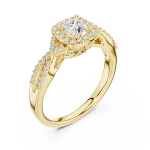 Luminary Princess Cut Pavé-Set Halo Engagement Ring