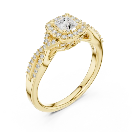 Luminary Princess Cut Pavé-Set Halo Engagement Ring