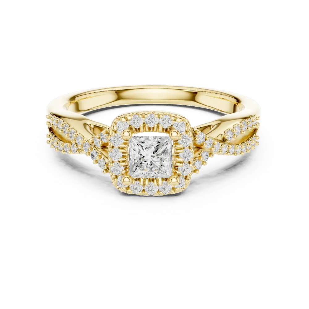 Luminary Princess Cut Pavé-Set Halo Engagement Ring - Image 2