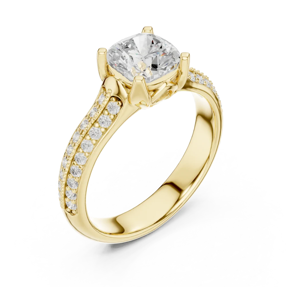 Experience the brilliant fire of a cushion-cut DIAMEUR diamond solitaire ring. Handcrafted for elegance, shop this modern luxury classic today.