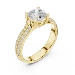 Ethereal Cushion Luminary Pavé-Set Solitaire Engagement Ring