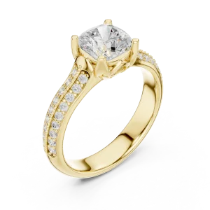 Ethereal Cushion Luminary Pavé-Set Solitaire Engagement Ring