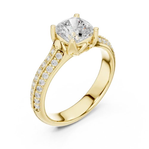 Ethereal Cushion Luminary Pavé-Set Solitaire Engagement Ring