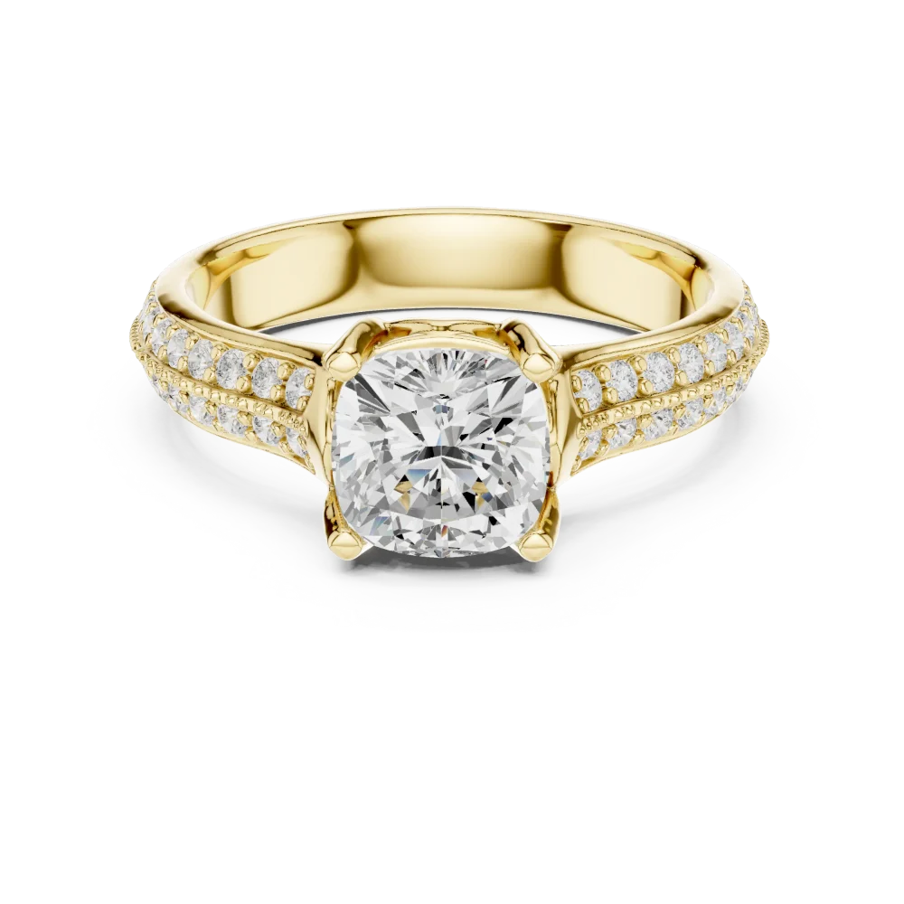 Ethereal Cushion Luminary Pavé-Set Solitaire Engagement Ring - Image 2