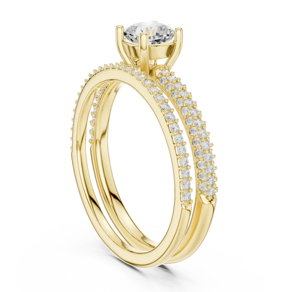 Luminary Cushion Cut Pavé-Set Dual Band Solitaire Ring - Image 3