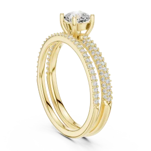 Luminary Cushion Cut Pavé-Set Dual Band Solitaire Ring - Image 3