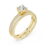 Luminary Cushion Cut Pavé-Set Dual Band Solitaire Ring