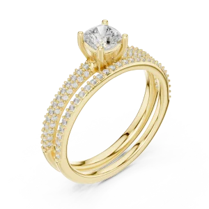 Luminary Cushion Cut Pavé-Set Dual Band Solitaire Ring