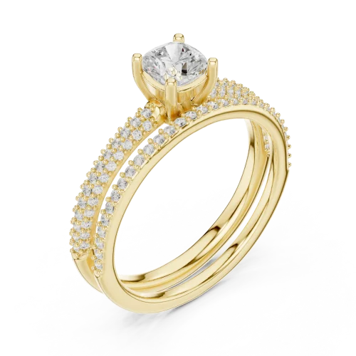 Luminary Cushion Cut Pavé-Set Dual Band Solitaire Ring