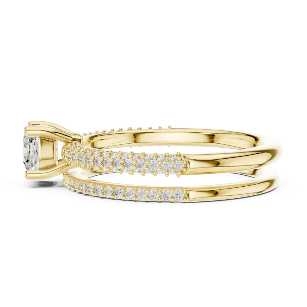 Luminary Cushion Cut Pavé-Set Dual Band Solitaire Ring - Image 4