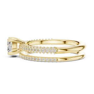 Luminary Cushion Cut Pavé-Set Dual Band Solitaire Ring - Image 4