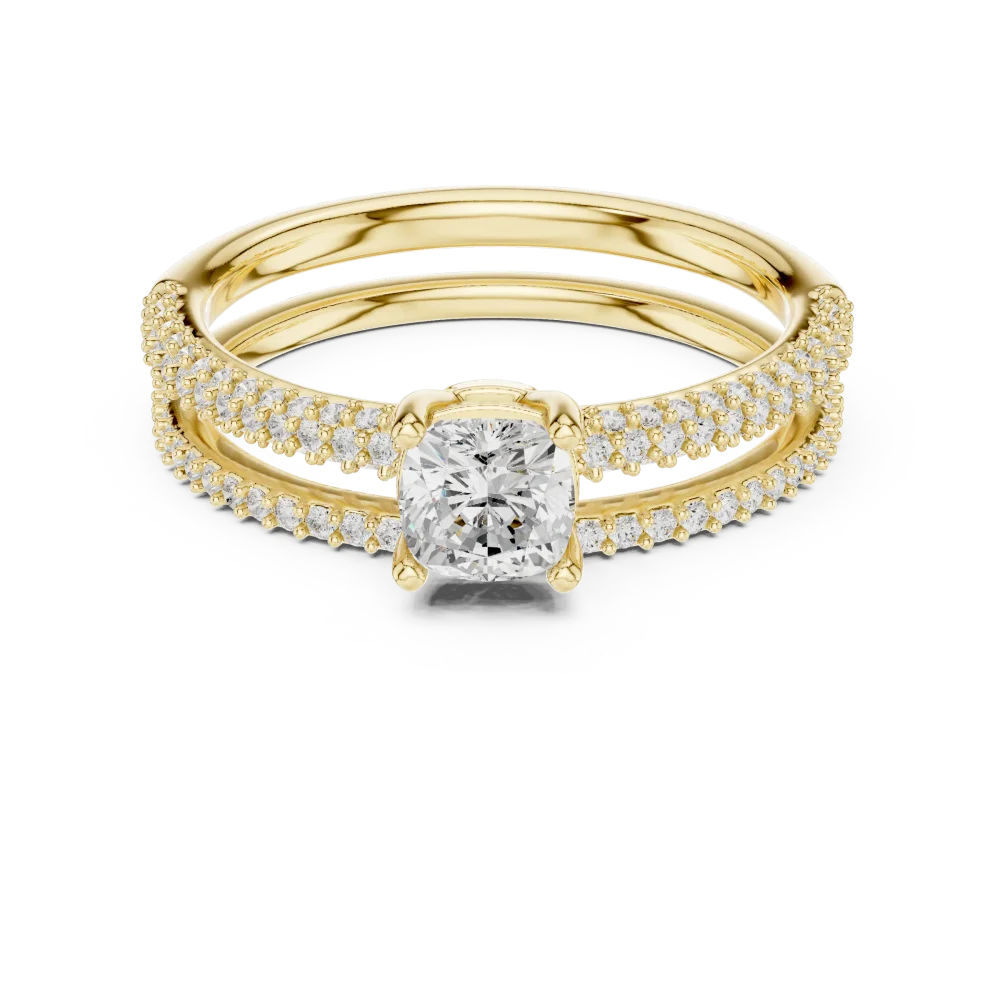 Luminary Cushion Cut Pavé-Set Dual Band Solitaire Ring - Image 2