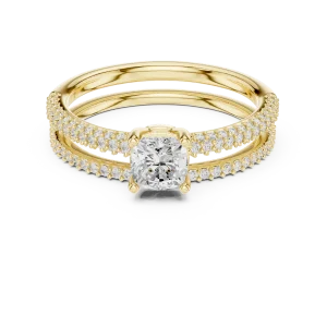 Luminary Cushion Cut Pavé-Set Dual Band Solitaire Ring - Image 2