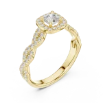 Ethereal Cushion Cut Halo Pavé-Set Solitaire Engagement Ring
