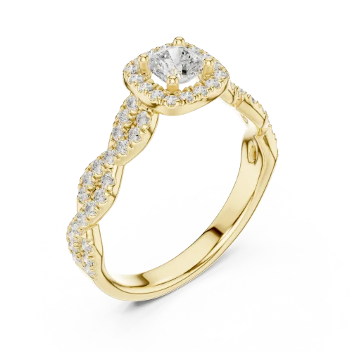 Ethereal Cushion Cut Halo Pavé-Set Solitaire Engagement Ring