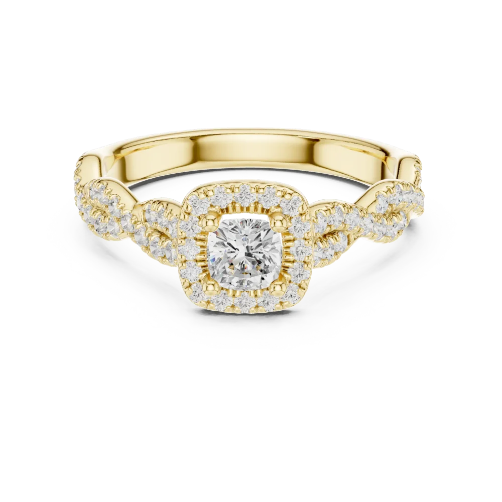 Ethereal Cushion Cut Halo Pavé-Set Solitaire Engagement Ring - Image 2