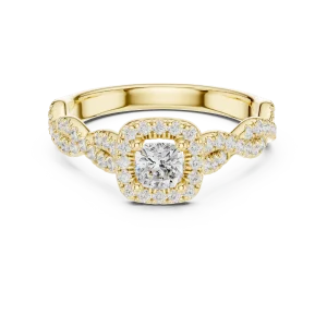 Ethereal Cushion Cut Halo Pavé-Set Solitaire Engagement Ring - Image 2