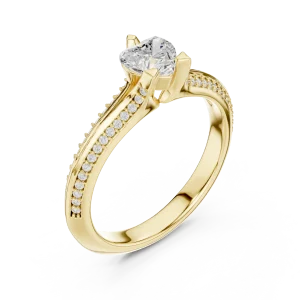 Ethereal Heart Pavilion Pavé-Set Solitaire Ring