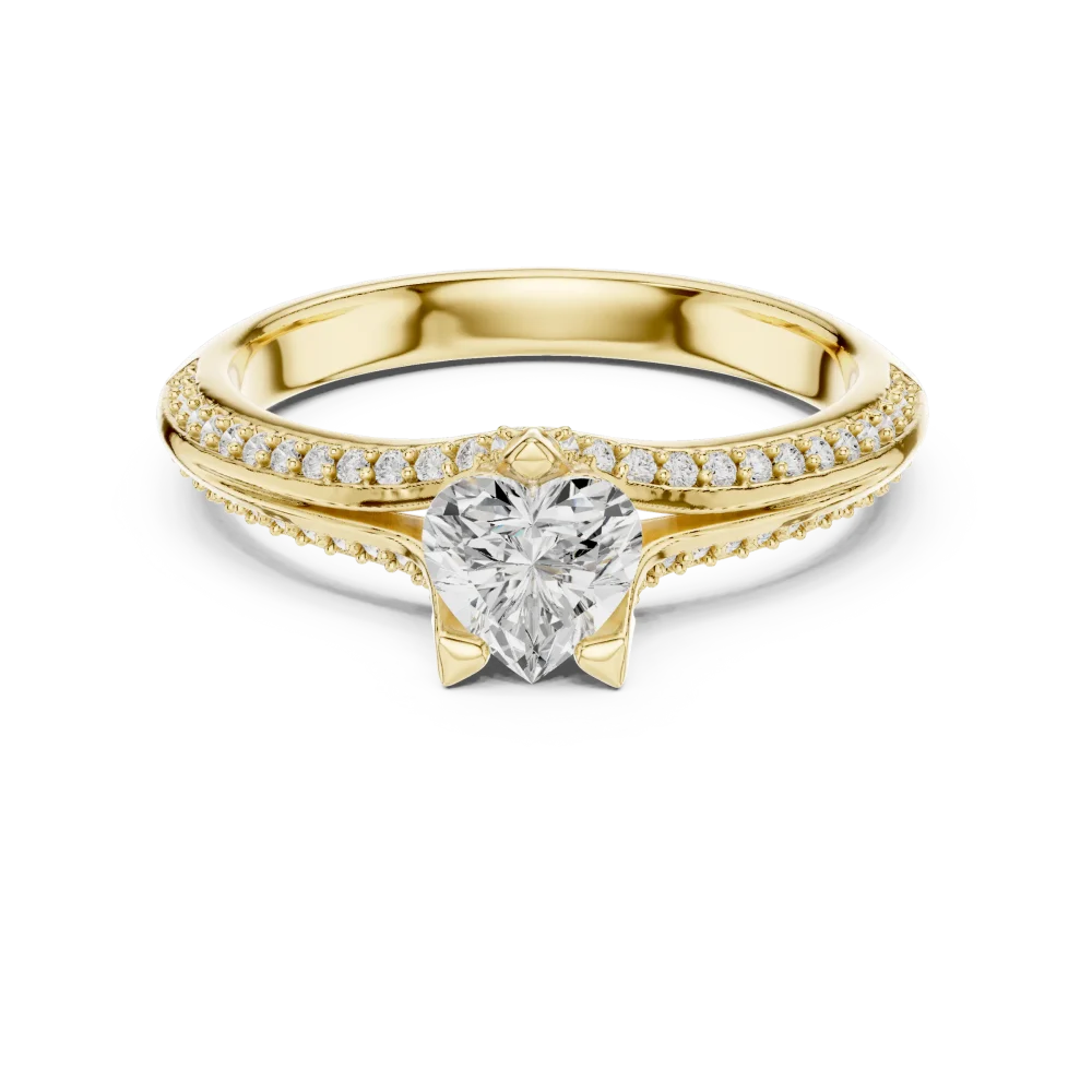 Ethereal Heart Pavilion Pavé-Set Solitaire Ring - Image 2