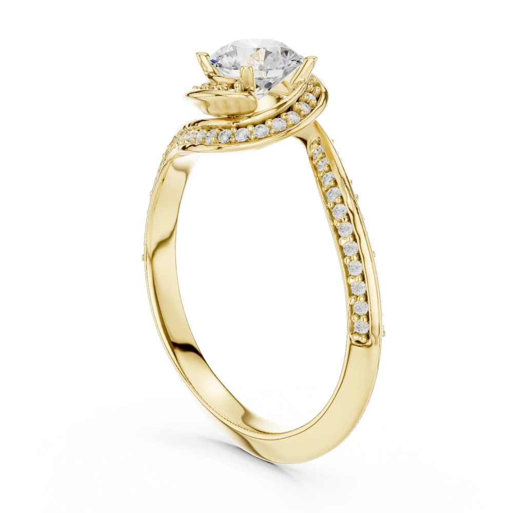 Luminary Round Brilliant Pavé-Set Twisted Solitaire Ring - Image 3