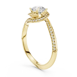 Luminary Round Brilliant Pavé-Set Twisted Solitaire Ring - Image 3