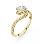 Luminary Round Brilliant Pavé-Set Twisted Solitaire Ring