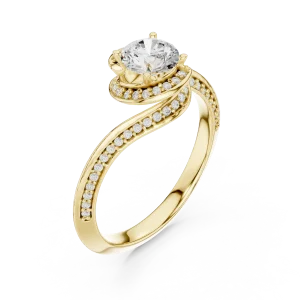 Luminary Round Brilliant Pavé-Set Twisted Solitaire Ring