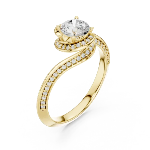 Luminary Round Brilliant Pavé-Set Twisted Solitaire Ring