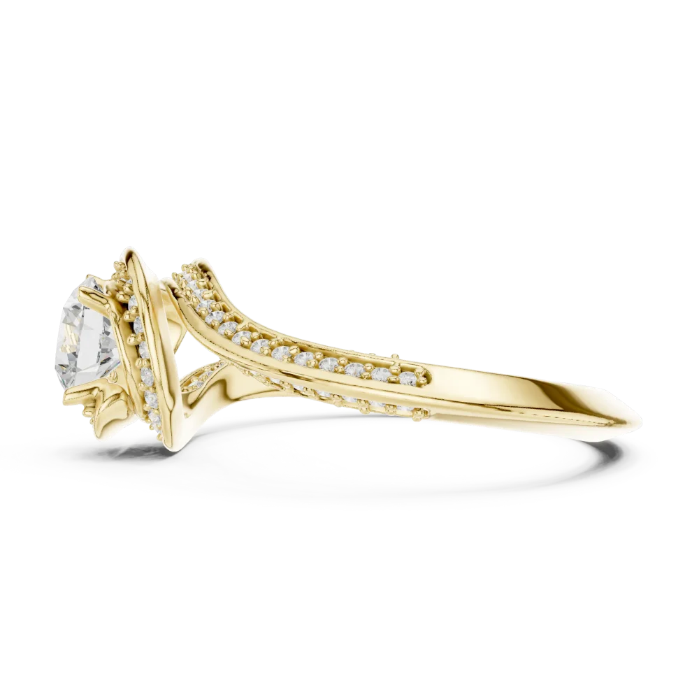 Luminary Round Brilliant Pavé-Set Twisted Solitaire Ring - Image 4