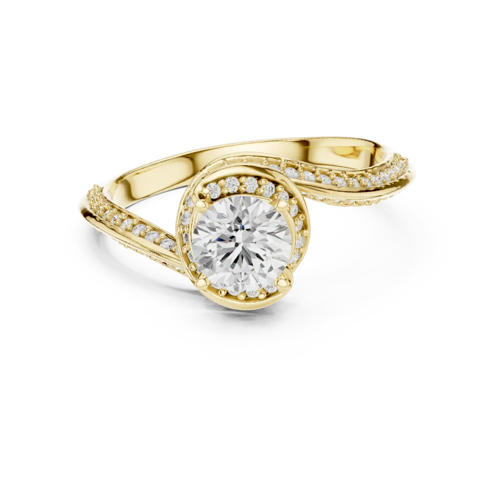 Luminary Round Brilliant Pavé-Set Twisted Solitaire Ring - Image 2