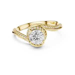 Luminary Round Brilliant Pavé-Set Twisted Solitaire Ring - Image 2