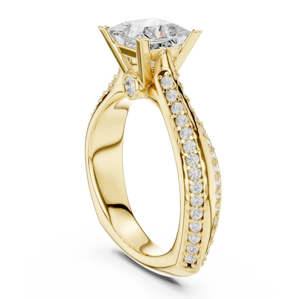 Symmetry Princess Cut Pavé-Set Solitaire Engagement Ring - Image 3