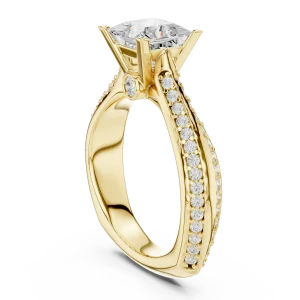 Symmetry Princess Cut Pavé-Set Solitaire Engagement Ring - Image 3